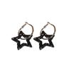Exaggerated Dark Style Diamond Pentagram Silver Hoops - High-End Geometric Hip-Hop Earrings for Women