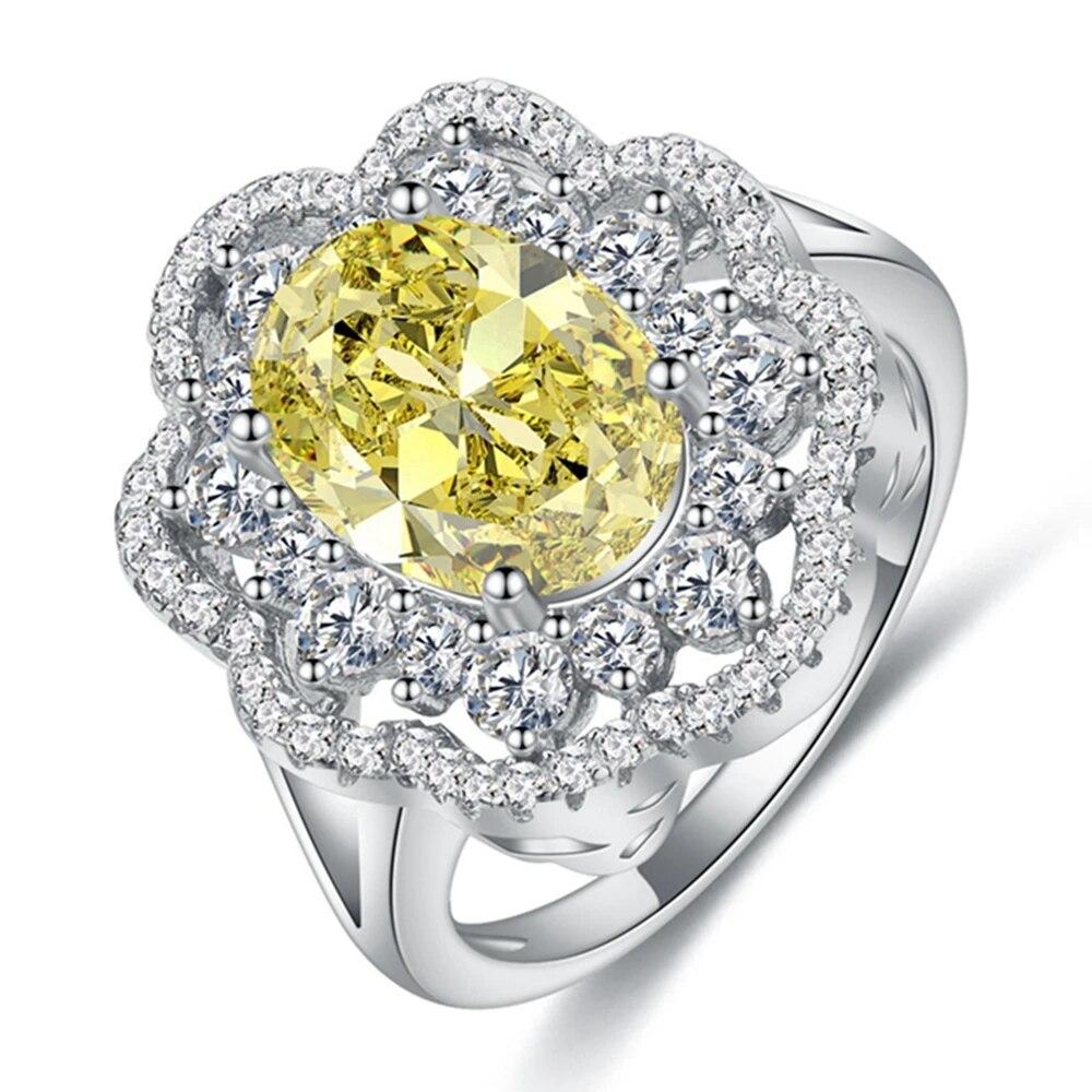 

Кольцо из стерлингового серебра 925 пробы, овальное 5,5 CT, драгоценный камень с цитрином, цветок, кольцо для женщин, ювелирные изделия, подарки на помолвку, оптовая продажа