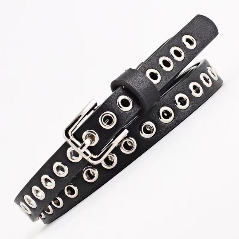 

Chic Womens Korean Style Pu Belt With Eyecatching Buckle Options And Trendy Color Selections For Fall 2.3 Black No Stitch