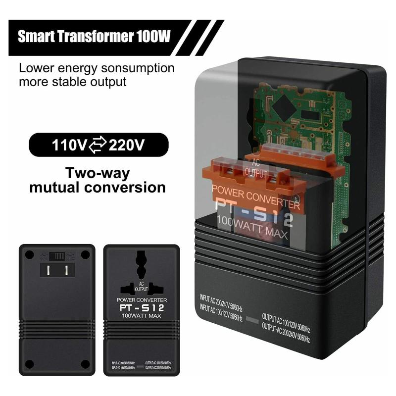 100w Dual Voltage Transformer Light-weight High Temperature Resistant Ac 110v/120v To 220v/240v