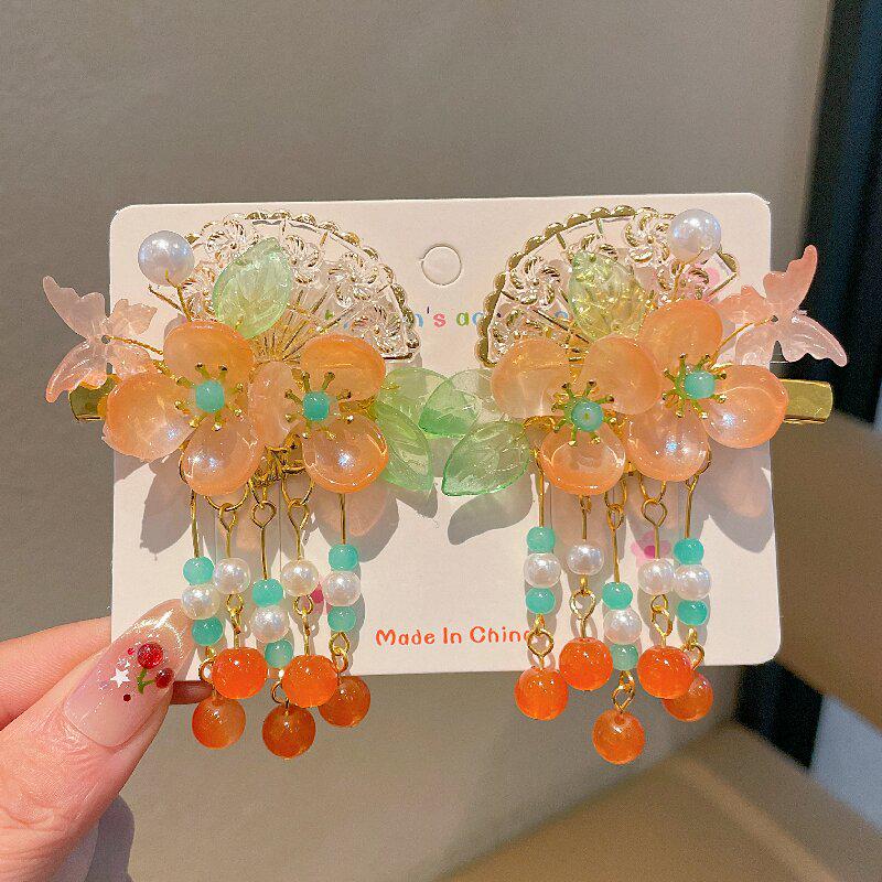 Girls' Hanfu Hair Accessories: Princess Tassels, Flowers & Butterflies Clips
