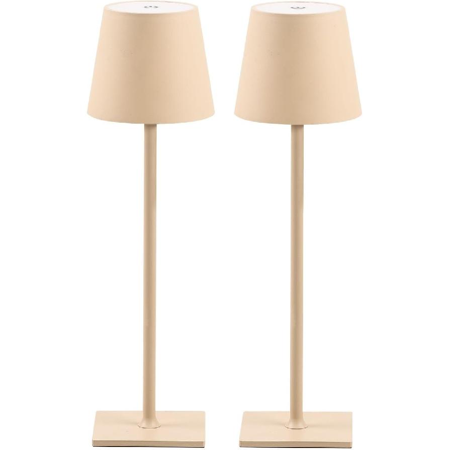 CHLORANTHUS 2 Pack Cordless Table Lamps, 3 Colors Stepless Dimming, 5000mAh Rechargeable Battery LED Desk Lamp for Bedroom/Couple