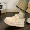 2026 new spring autumn women's casual shoes Height increase non slip platforms sneakers comfortable cross tied vulcanized shoes