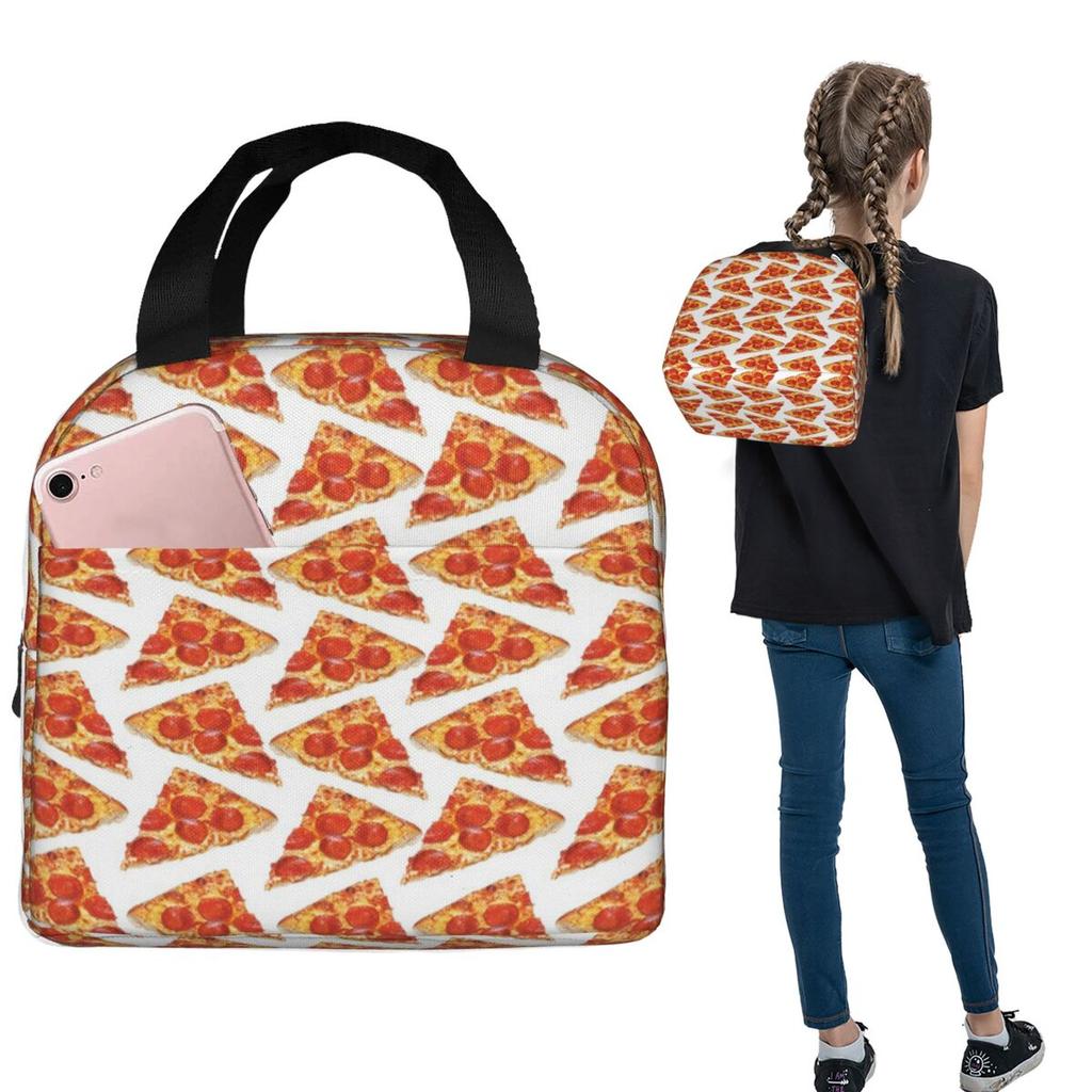 Pizza Slice Pattern Insulated Lunch Bag for Women Kids Portable Food Boxes Thermal Lunch Box Tote