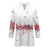 Women's Fashion Casual Lapel 3/4 Sleeve Printed Shirt Women's V Neck  Up Tops