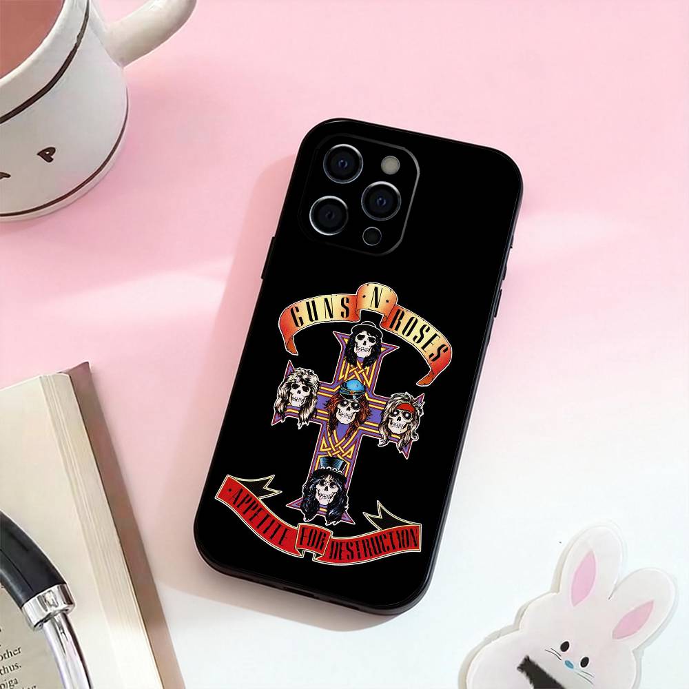 Band G-Guns N Roses    Phone Case For iPhone 17,16,15,14,13,12,11 Plus,Pro Max,Soft Silicone Black Cover
