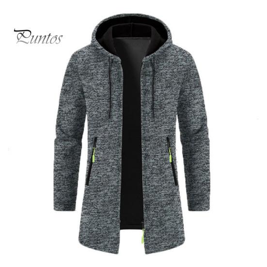 

Мужское пальто с капюшоном, длинными рукавами, однотонная куртка средней длины с карманами, застежкой-молнией, тонкая трикотажная верхняя одежда XL темно-серого