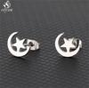 Simple Yoga Om Earring Ball Star Tree Cross Bicycle Stainless Steel Stud Earrings for Women Men T Bar Ear Piercing Gift