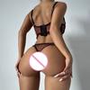Women Sheer Mesh Lingerie Set with Embroidered Heart Pattern Adjustable Straps Underwire Bra and Matching Panties Lingerie Set for Intimate Wear