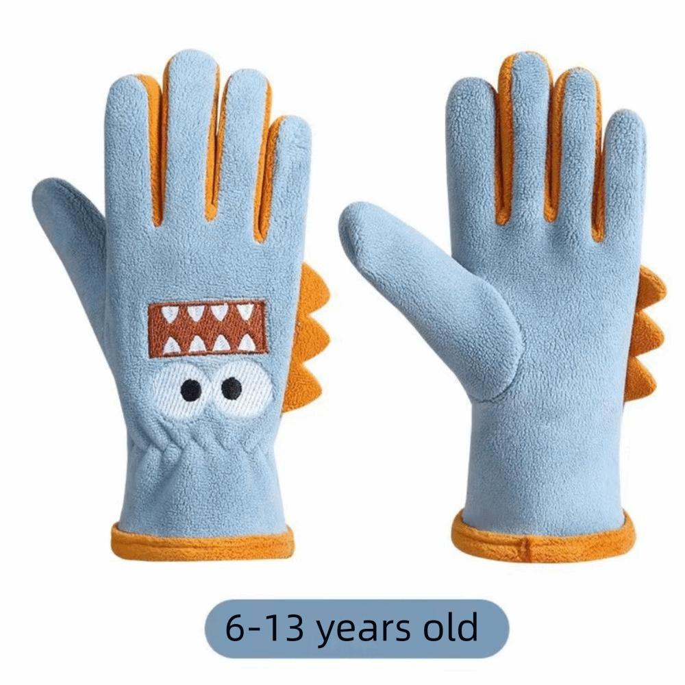 Windproof Student Wrist Gloves Cartoon Children Cycling Gloves Full Fingers Gloves  Autumn Winter
