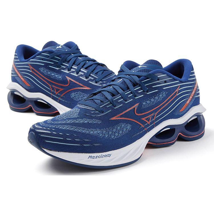 Mizuno Creation 24 Round Toe Lace-Up Shock Absorbing Non-Slip Wear-Resistant Low-Top Casual Running Shoes Unisex Sneaker Blue Orange J1GC230101