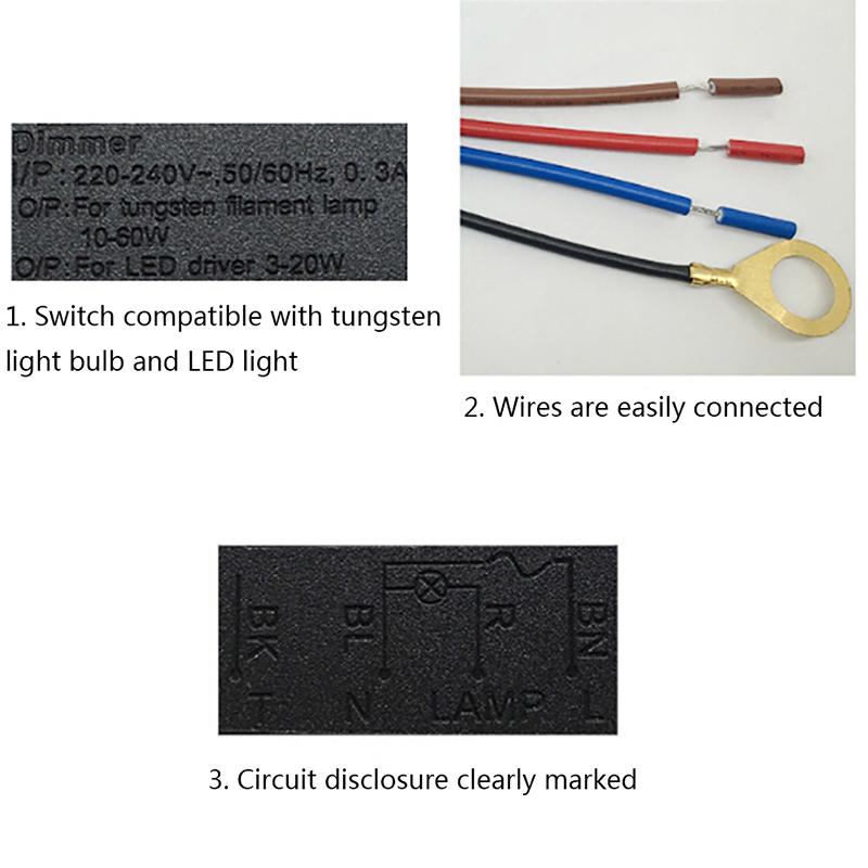 Ld-600S Build-In 3 Way Finger Touch Dimmer On/Off Switch Us Eu