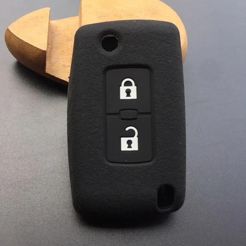 ZAD 2 Buttons Silicone Car Key Cover Case Protection for Mitsubishi Lancer 10 Outlander 3 Pajero Sport Remote Key Car Accessory