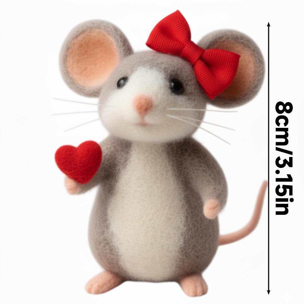 Christmas Mice Wool Felt Mouse Felt Animal Crafts Cute Mouse Tree Ornaments Winter Christmas Wool White Mouse Decor For Wedding