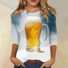 Dam Casual Kortärmad Topp med Oktoberfest-tryck Rund Hals Lättvikt Bekväm Passform Trendig Stil