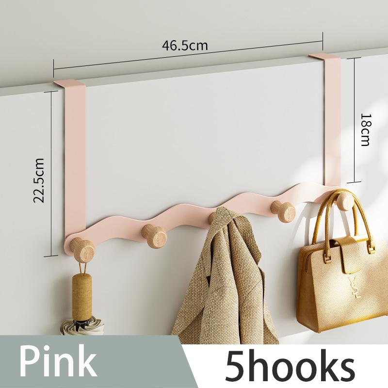 Wave Shape Hook Behind The Door No Punching Required Iron Raw Wood Hanging Clothes Hook Bedroom Wall Storage Clothes Hanger