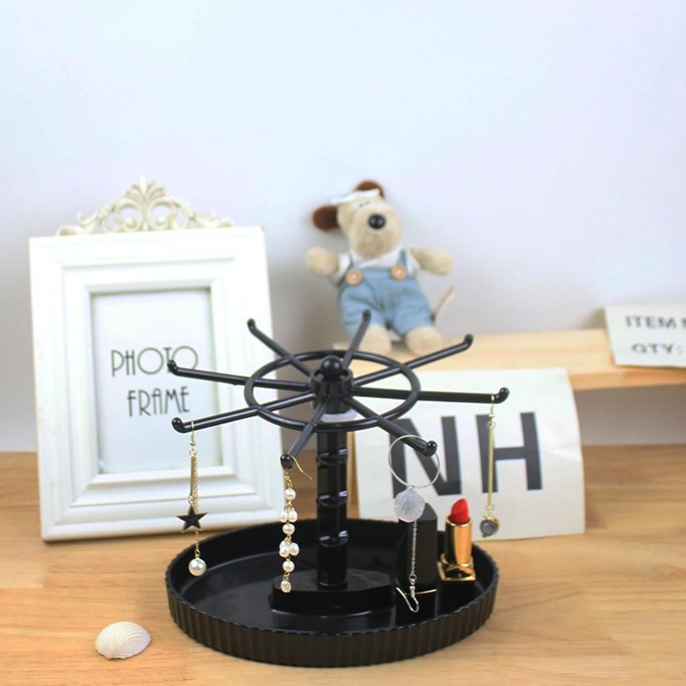 

Rotatable Jewelry Display Rack Plastic Desktop Display Rack New Keychain Storage Rack Desktop Use Black-1 Tier