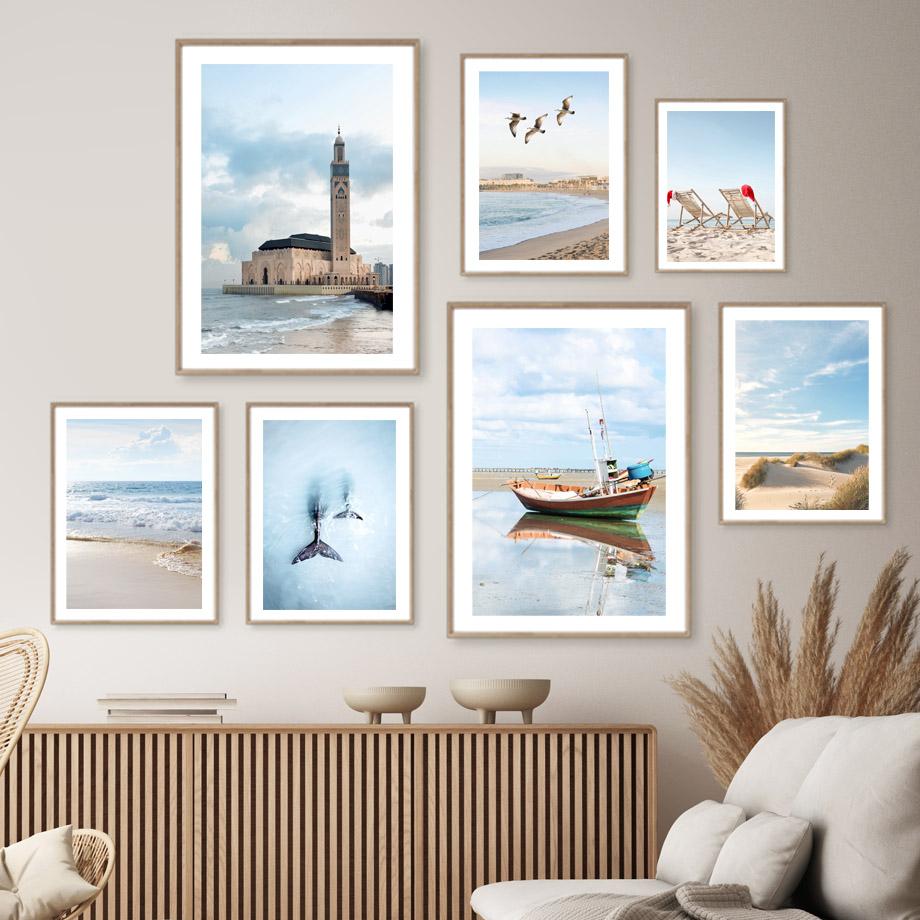 Coastline Beach Chair Lighthouse Whale Tail Posters And Prints Canvas Painting Nordic Wall Art Pictures Living Room Home Decor