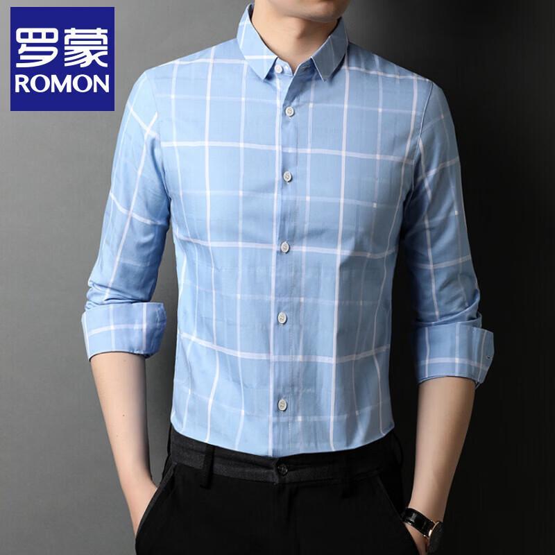 Luomeng Men s Business Casual Plaid Long Sleeve Shirt 3XL