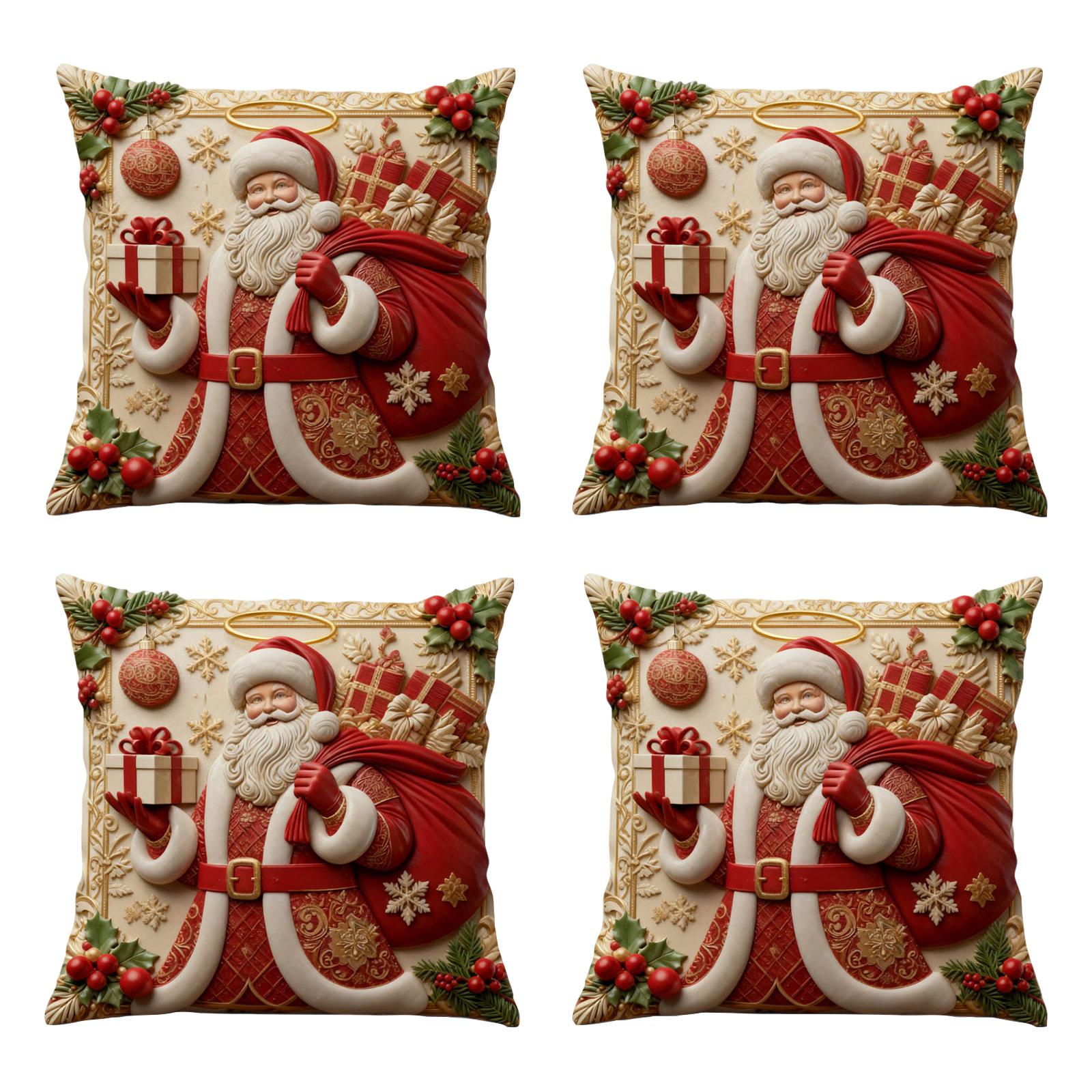 

Christmas Throw Pillowcase, Christmas Home Decoration Pillow Cover, Set Of 4 One Size