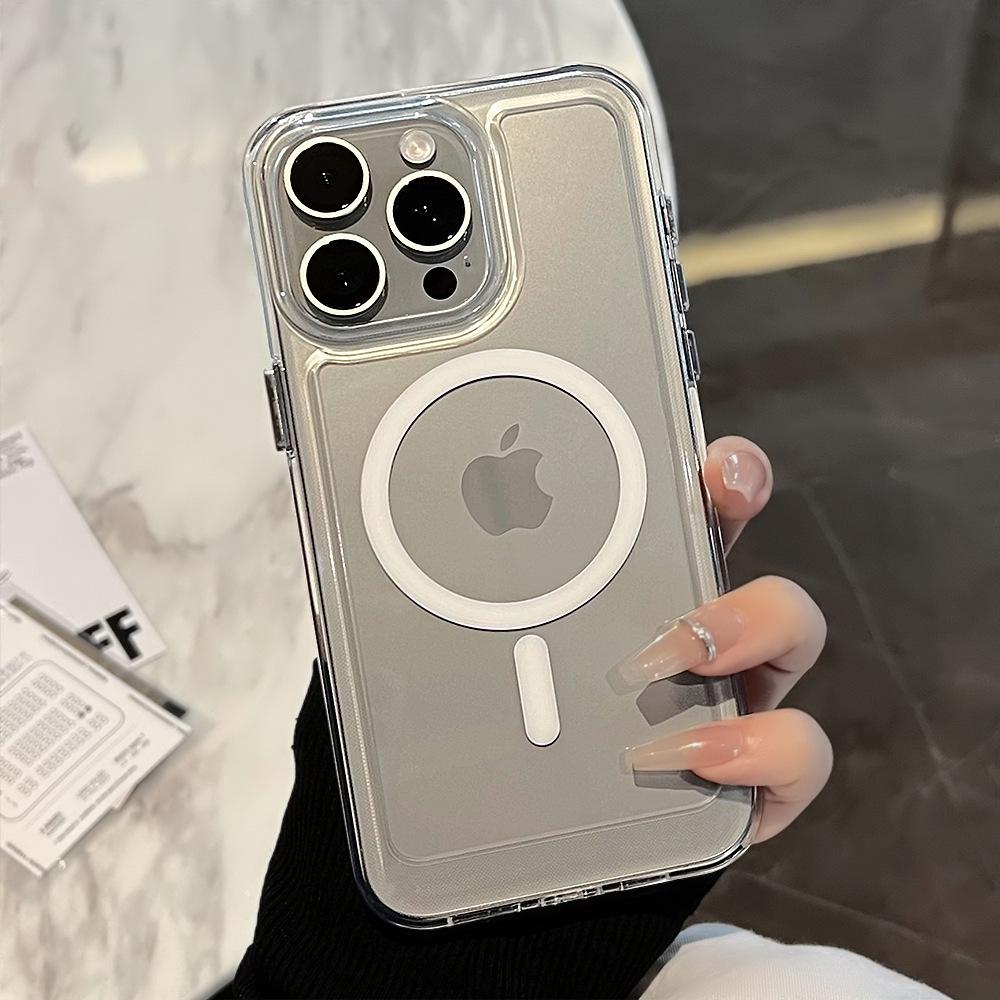 Transparent magnetic phone case suitable for Apple phones
