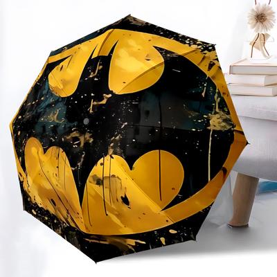 1 st Batman Symbool Automatische Vouwparaplu - Compact 8-Rib Ontwerp, Duurzaam Plastic & IJzer, Dagelijks Gebruik Z1230046
