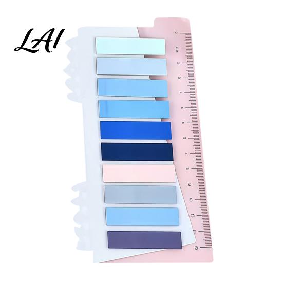 Professional File Sorting Tabs Index Sticker with Built-in Scale Ruler Morandi Color Transparent Book Annotation PET Page Markers Compact