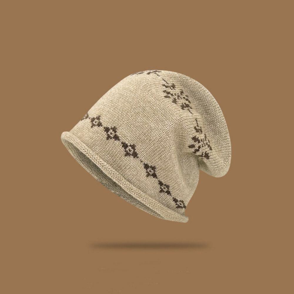 Warm Jacquard Knitted Hat Printed Printing Knit Cap Sweet Ear Protection Hat Apparel Accessories