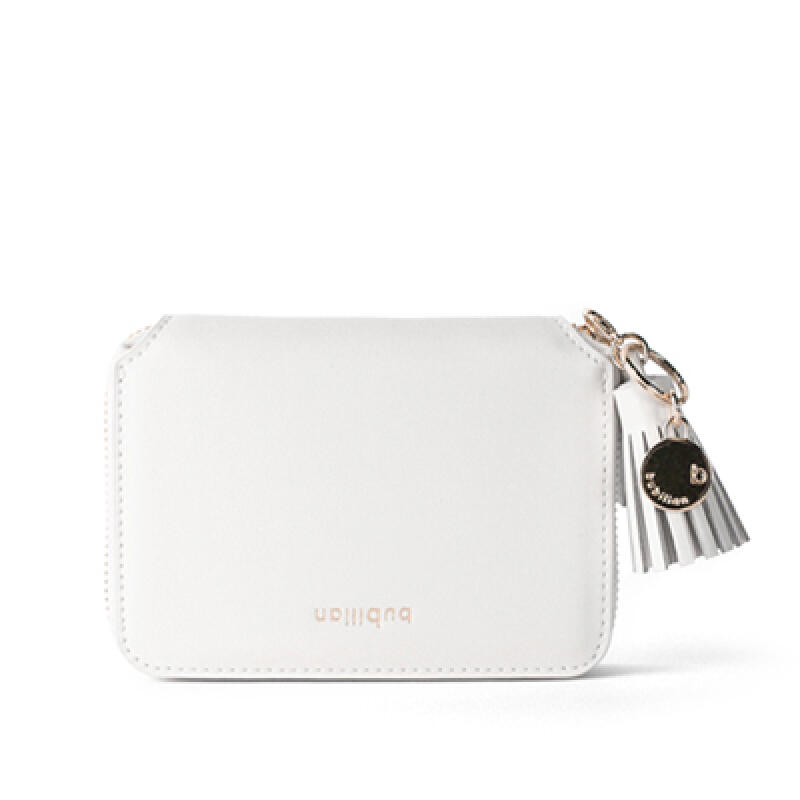

Mini Zipper Leather Wallet - Cream