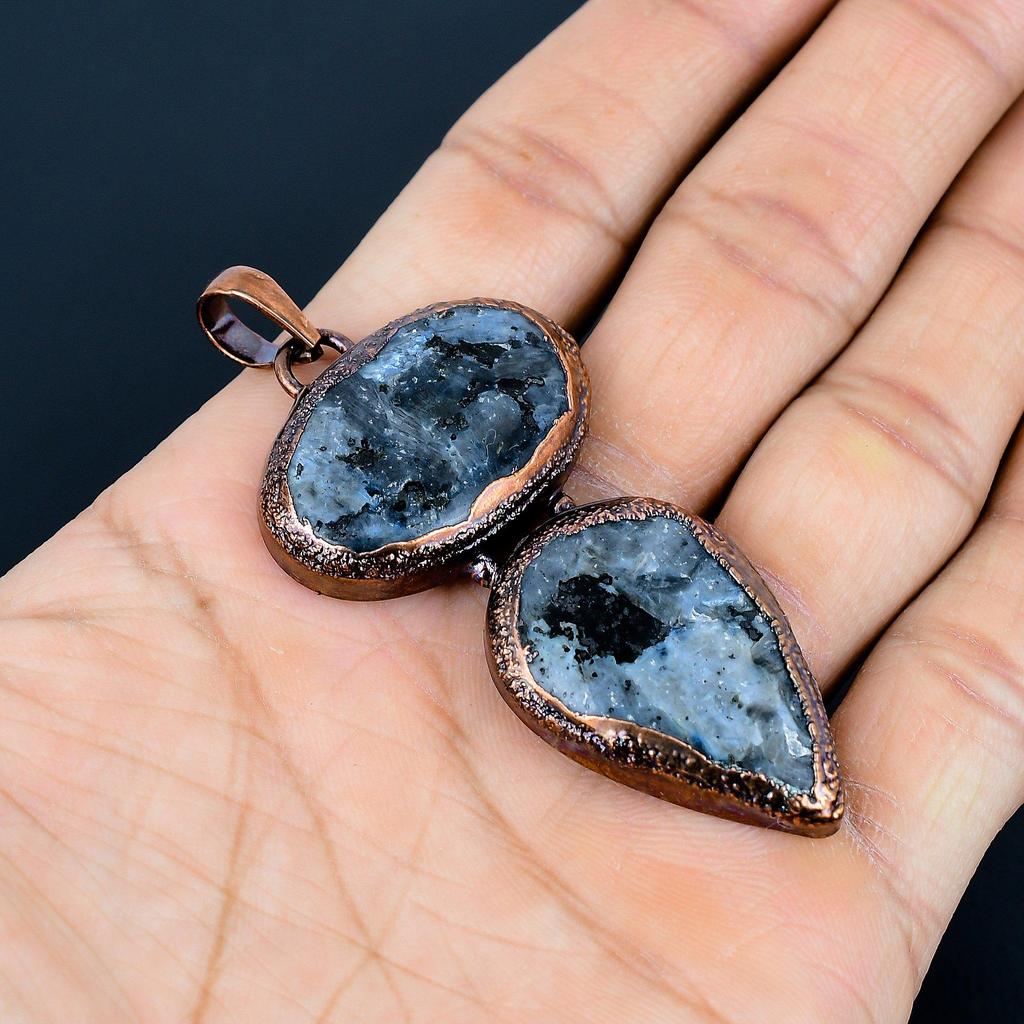 Larvikite Pendant Handmade Gemstone Jewelry, Copper Electroformed Pendant ,Unique Design Jewelry Pendant