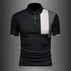 Men's Fashion Short Sleeve Polo Shirt Casual Patchwork Turn-down Collar Summer Breathable Cotton Polos