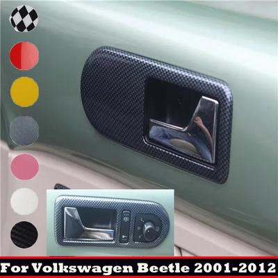 For Volkswagen Vw Beetle 2001-2012 ABS Red Carbonfiber Inner Door Bowl Panel Ide Handle Protector Cover Interior Accessories