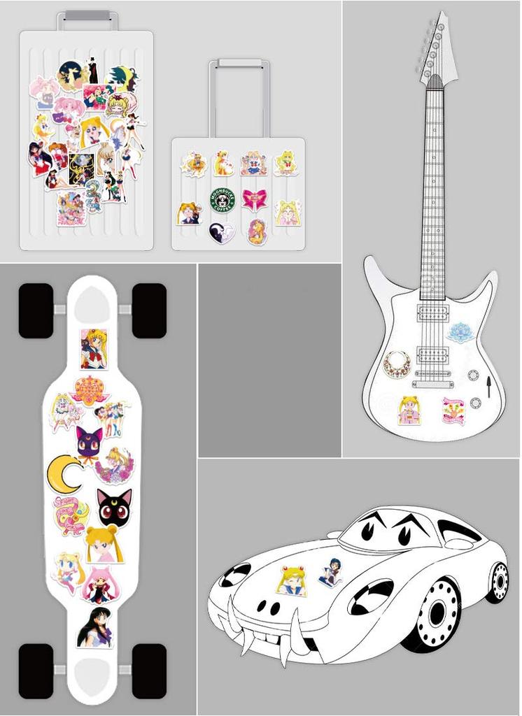 Sailor Moon Aufkleber Wasserdicht Sailor Moon Pretty Guardian Aufkleberpack für und Mehr Set, 100-teiliges Set, Abziehbilder, Koffer, Laptops, Fahrräder, Helme,
