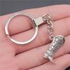 Punk Airplane Gear Steampunk Themed Antique Bronze Metal Keychain with 30mm Ring for Boys Bag Charm