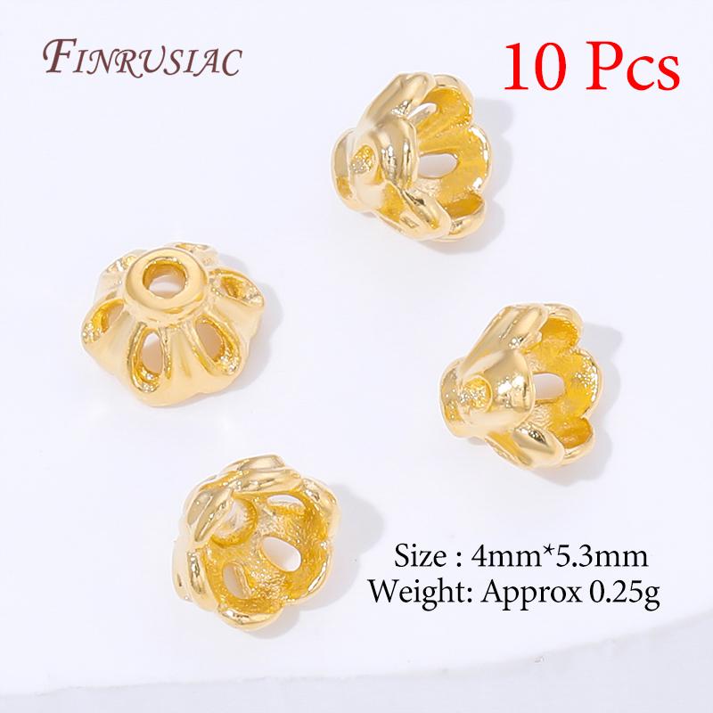 Multiple Styles 18K Gold Plated Beads Caps For Jewelry Making,Brass Flowers Caps For Bracelets DIY Accessories,Tassel End Cap