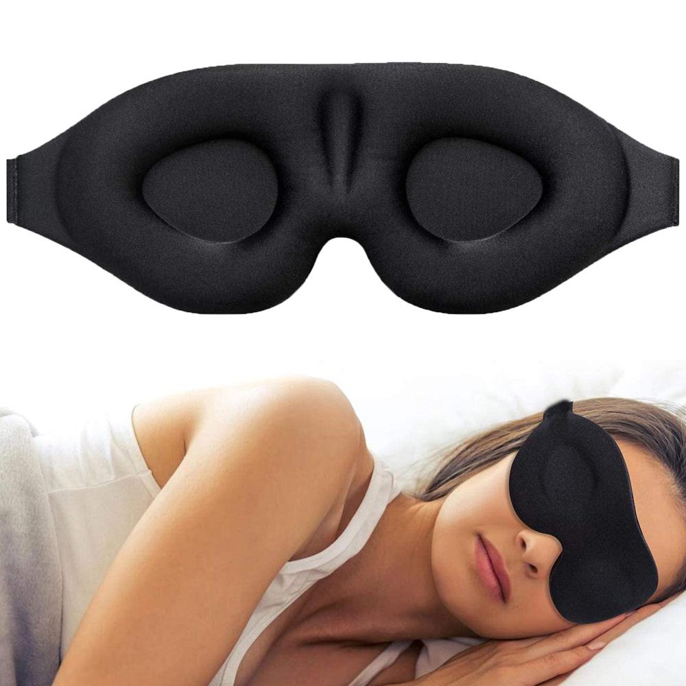 

Маска для сна с 3D-контурной чашкой, регулируемый ремешок, дышащий и мягкий нейлон, черная светозащитная повязка для глаз для мужчин и женщин, подходит для тех, кто спит на боку 1pc