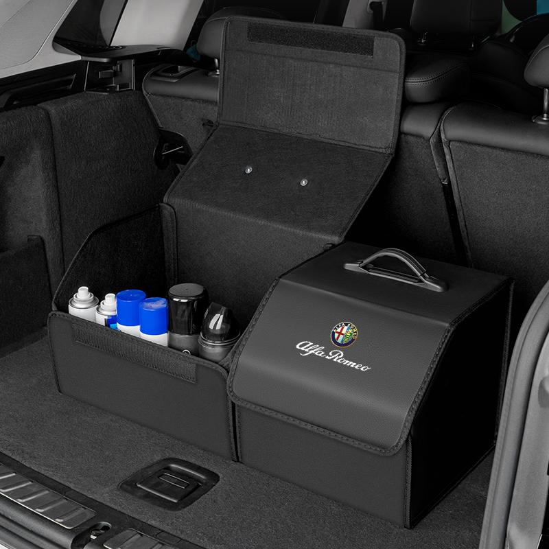 Scatola portaoggetti in pelle per bagagliaio auto Borsa organizer pieghevole per auto per Alfa Romeo Giulietta Mito 159 Giulia Stelvio 156 147 Tonale Brera GF8