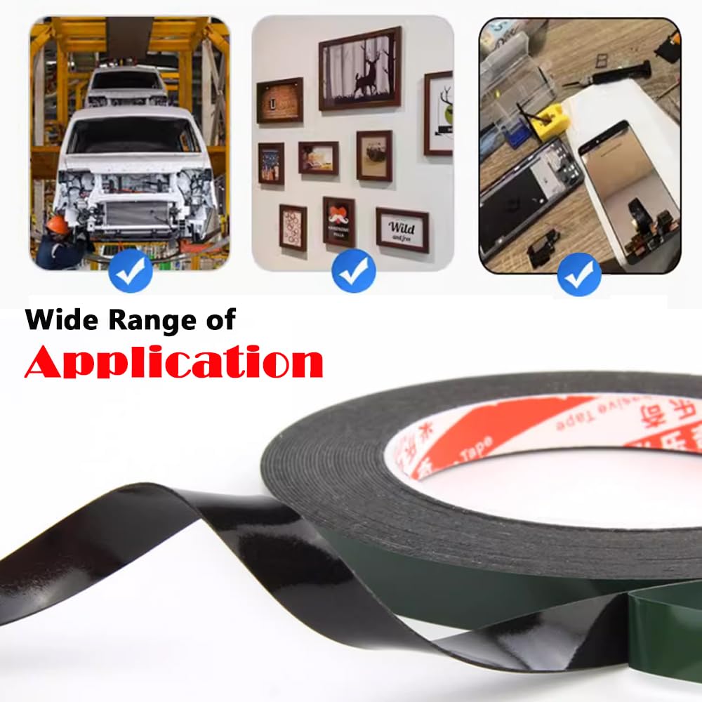 Double Sided Adhesive Tape Black Foam Tape for Cell Phone Repair LCD Curved Screen Dust Proof 0.5mm Thick (3mm*10M)