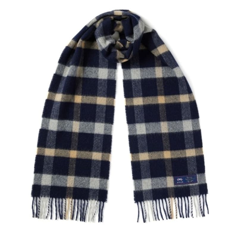 

ABRAHAM MOON Шарф из мериносовой шерсти 25 см - Blythe Navy Silver FREE