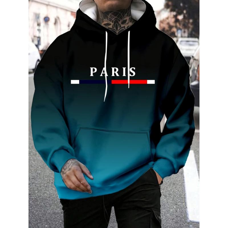 Men's Graphic Print Hoodie, Long Sleeve, Hooded