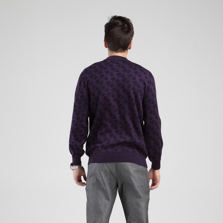 Brand Men's Autumn Round Neck Plaid Wool Sweater - Soft, Comfortable, Fashionable Pullover