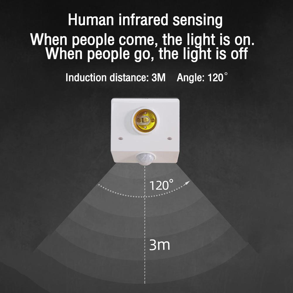 E27 Infrared Induction Lamp Socket Holder IR Human Body Sensing Automatic Wall Lamp Holder Intelligent LED Bulb Socket for Home