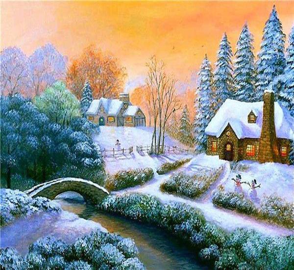 RUOPOTY Painting By Numbers Winter Landscape Hand Painted Art Gift DIY Picture By Number Christmas Kits Home Decoration