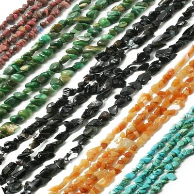 80cm Natur Chips Perlen gebohrt Achate Fluorit Tigerauge Kristallperlen für DIY Herstellung von Schmuck Armbändern