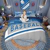 Homewish Baseball Duvet Cover Set Boys Sport Bedding Set American City Silhouette Bedroom Set Room Decor