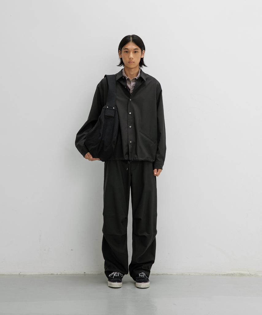 ANOTHER OFFICE Tropical-Wool Utility Pants (Almost Black)