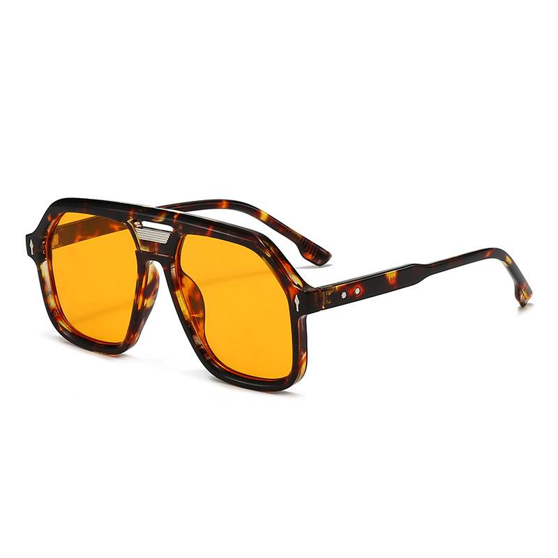 New Double Bridge Large Frame Square Pilot Glasses Fashion Women Men UV400 Sunglasses Outdoor Driving Eyewear