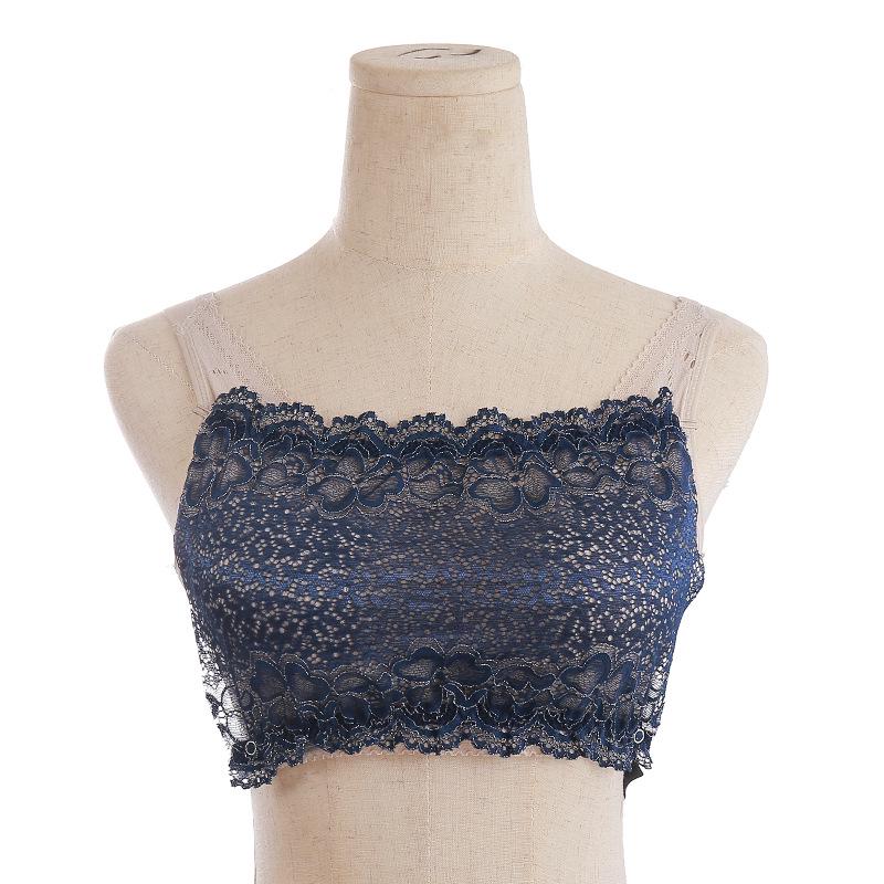 

Высококачественный кружевной strapless V-образный вырез Покрытие груди Базовый слой One Size темно-синий
