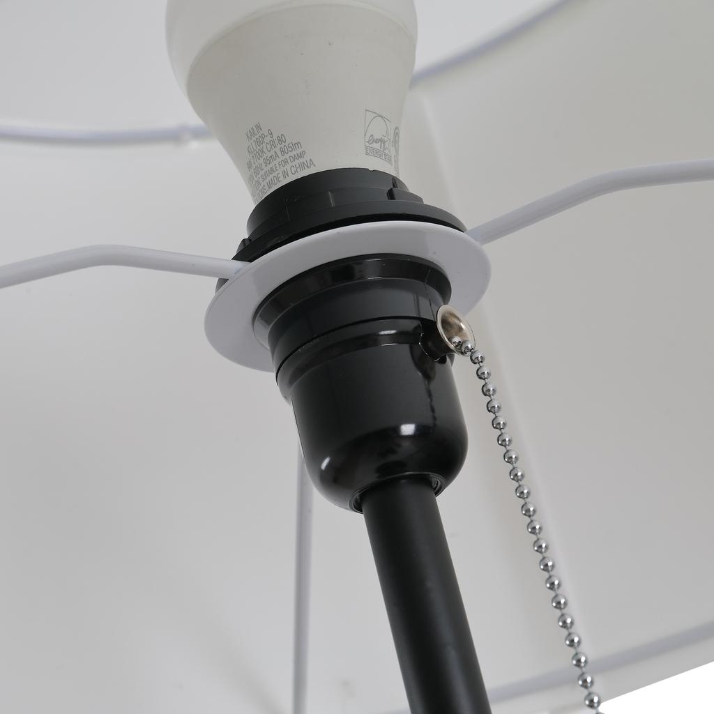 Floor Lamp, Polyester and Cotton Shade, E27 Socket, White, Bulb Not Included