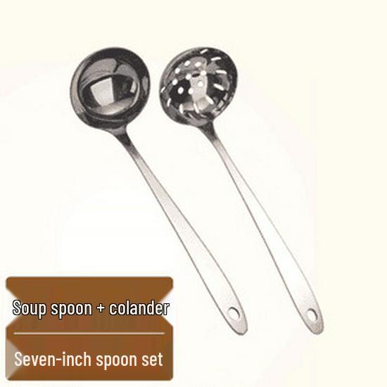 

Набор половников и шумовок из нержавеющей стали для новичков - Длинная ручка, Большой и маленький размеры для супа, каши и хот-пота Hot Pot Soup Ladle 27*7.3cm [Ladle + Skimmer]